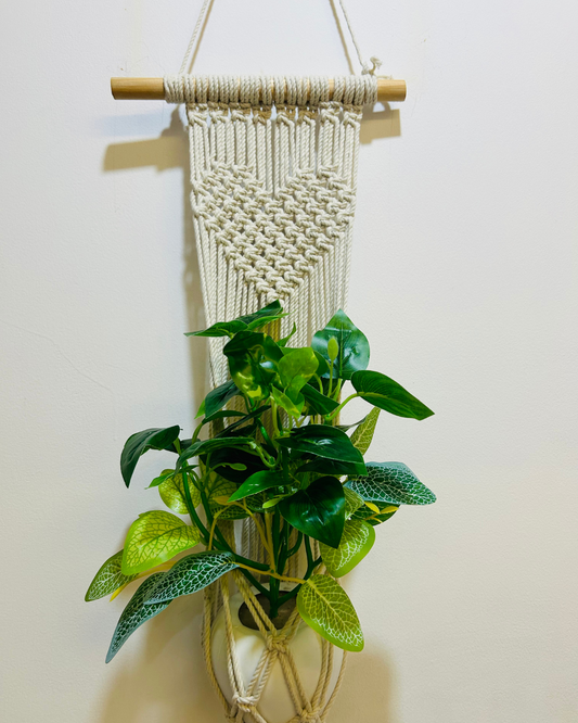 Macrame Heart - Plant Hanger (Color - Off White)