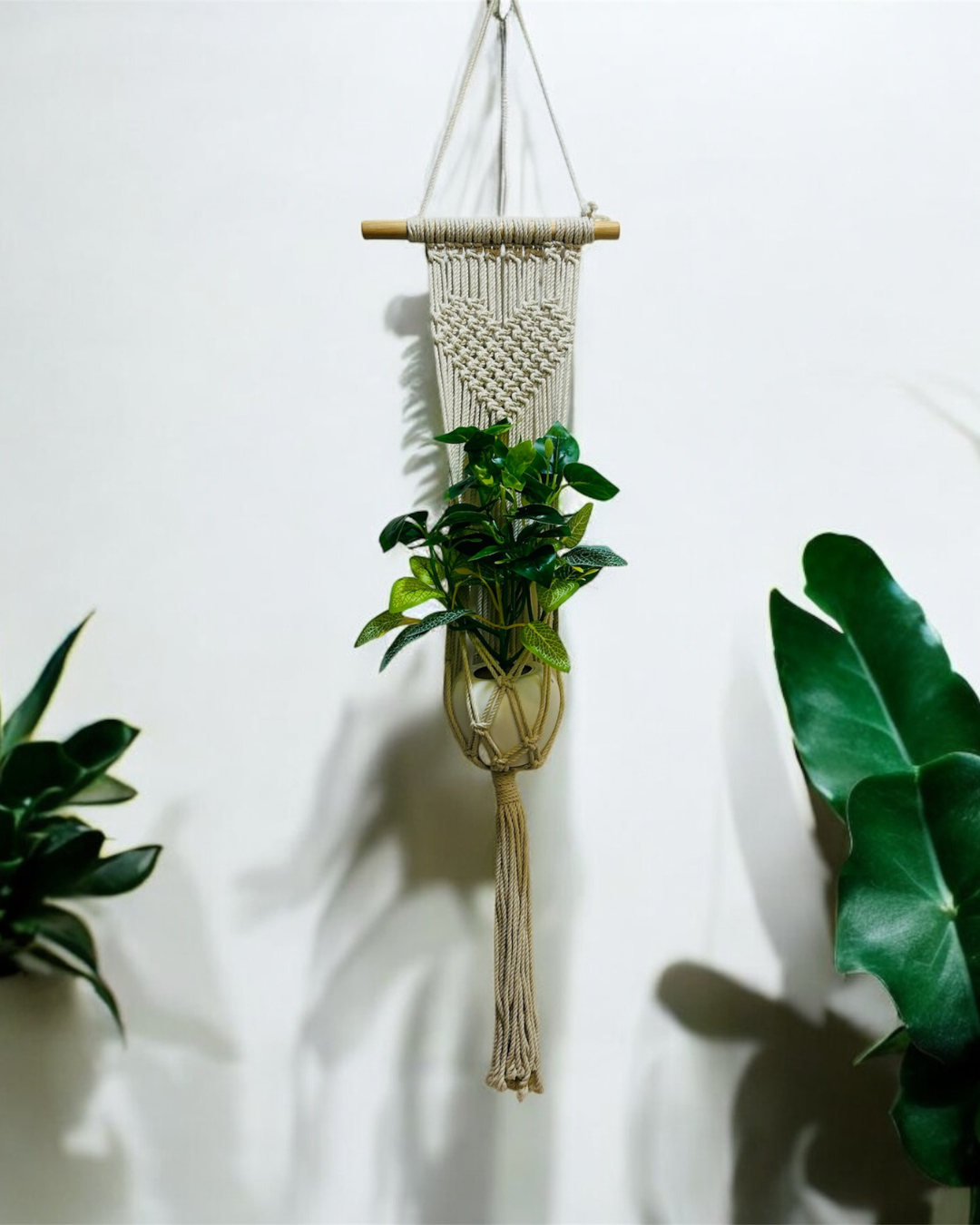 Macrame Heart - Plant Hanger (Color - Off White)