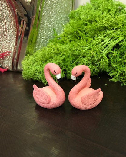 Pink Swan Resin Miniatures (set of 4 Swans) for Garden Decor