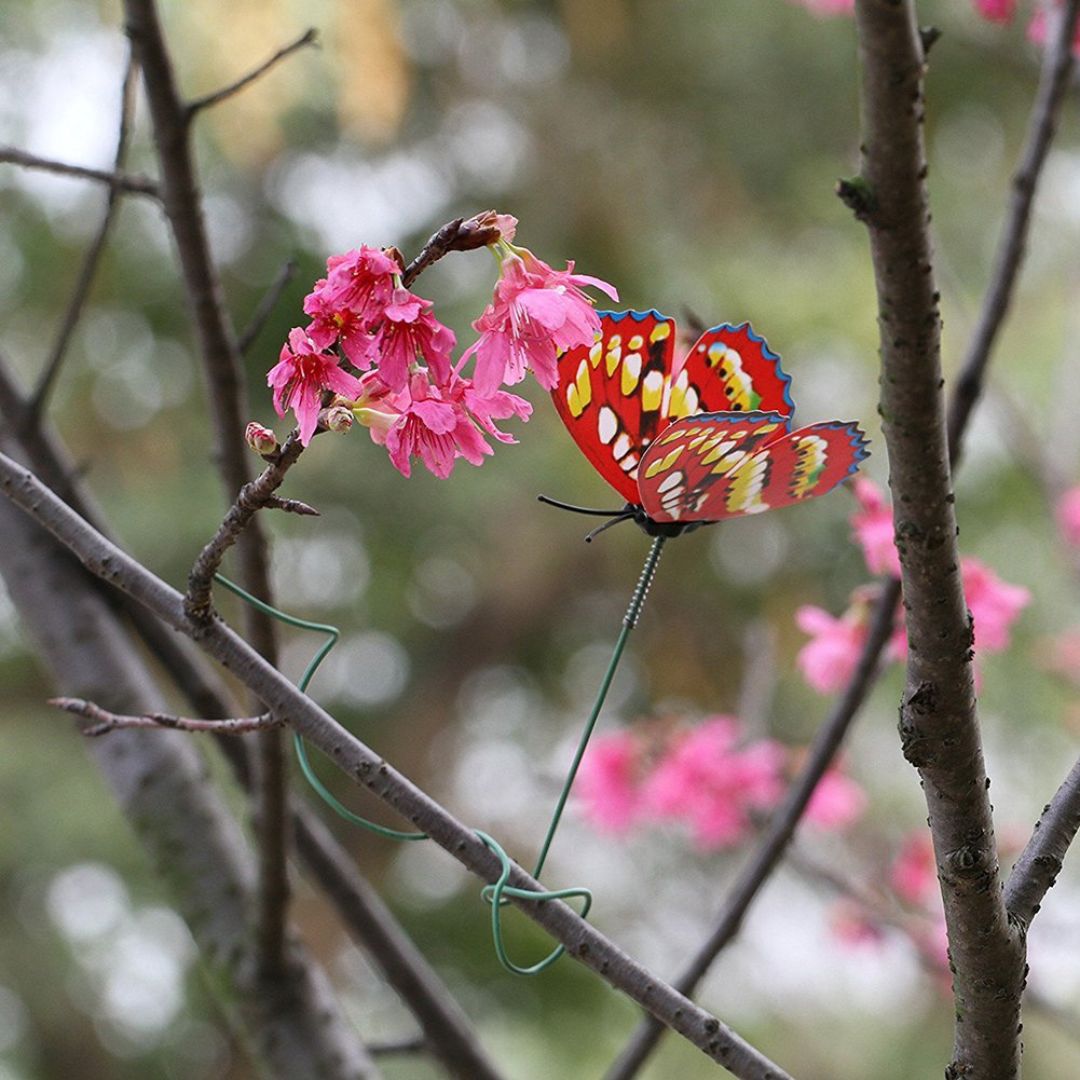 Butterfly on Metal Sticks (Mix Colour) - Set of 10