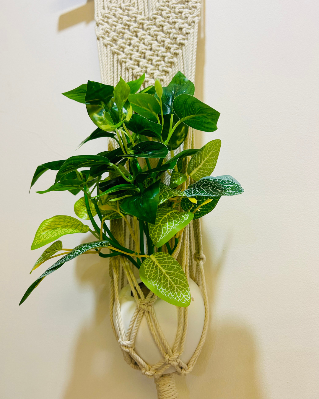 Macrame Heart - Plant Hanger (Color - Off White)