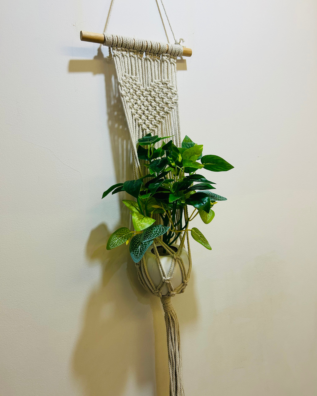 Macrame Heart - Plant Hanger (Color - Off White)