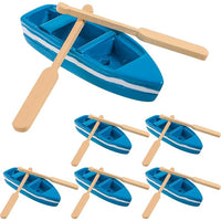Rowboat Mini Blue Wood Boat with 2 Oars (Set of 2)