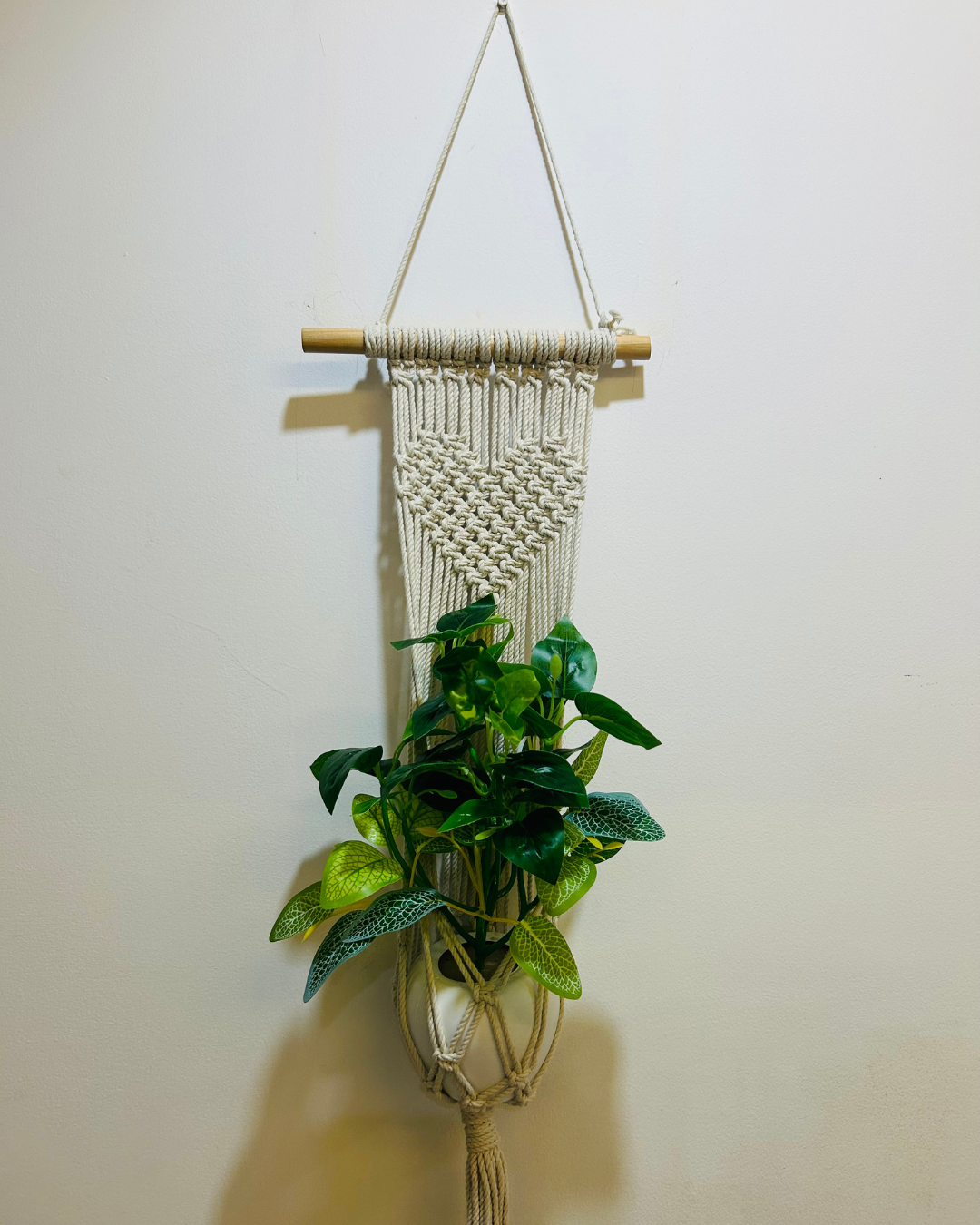 Macrame Heart - Plant Hanger (Color - Off White)