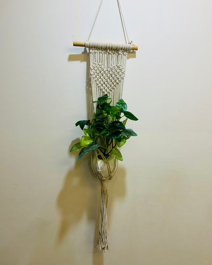 Macrame Heart - Plant Hanger (Color - Off White)