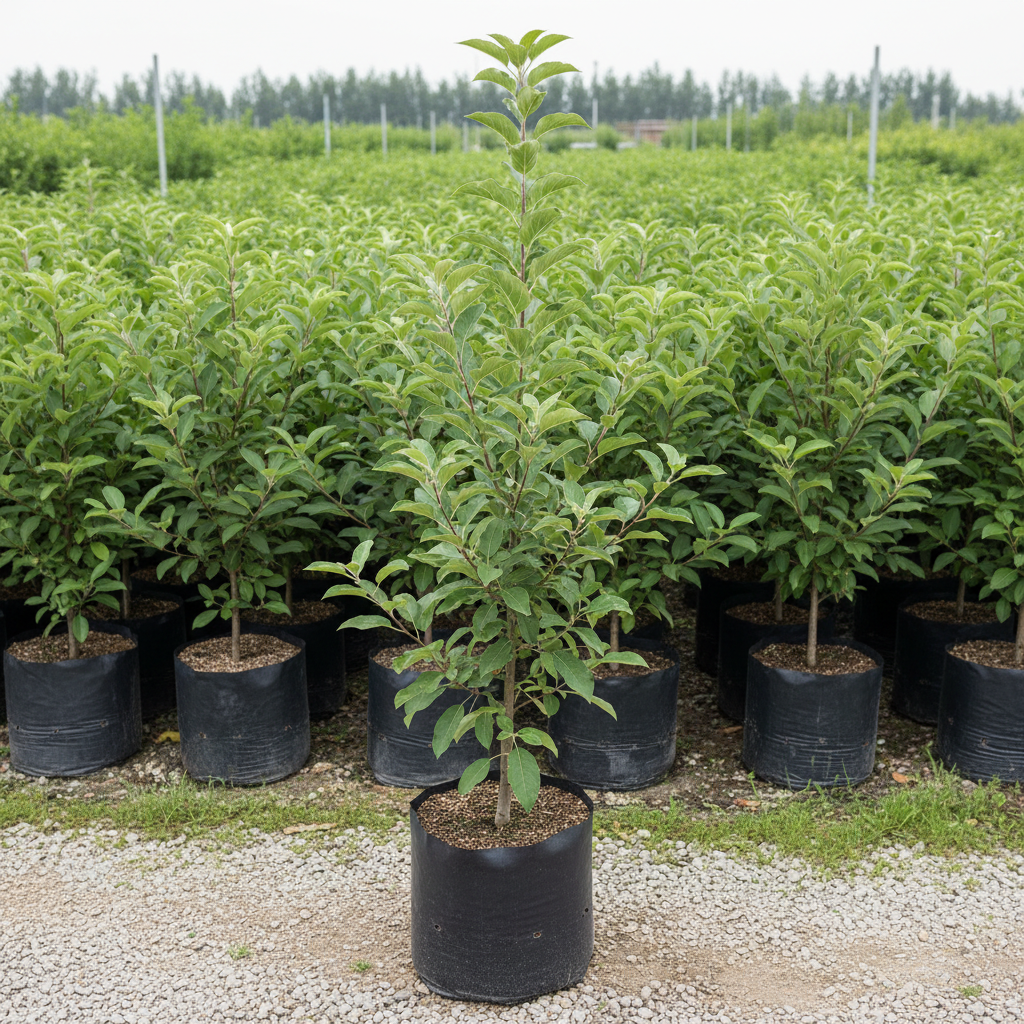 anna apple plant variety in poly bag. 4 ft height. 4-5 branches, less bushier, no fruit, plant should taller.. nursery set up.. dimension 1080x1080
