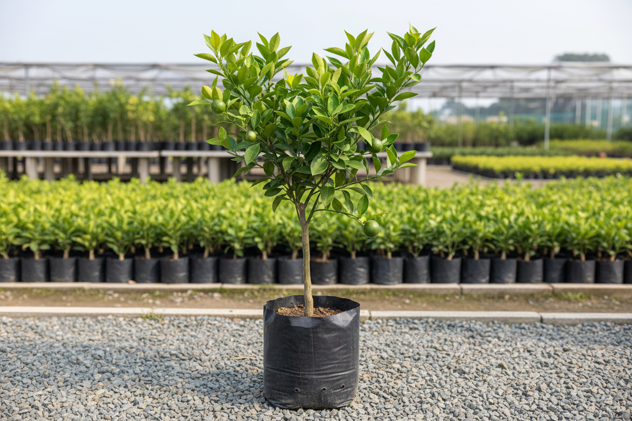darjeeling orange grafted tree. height 2 ft.. in poly bag.. in nursery set up...grafted tree.. 1600x1600 pixels.. image in square