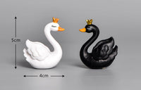 Set of 2 Black & White Crowned Swans Miniature Garden Accessory - plant store® 