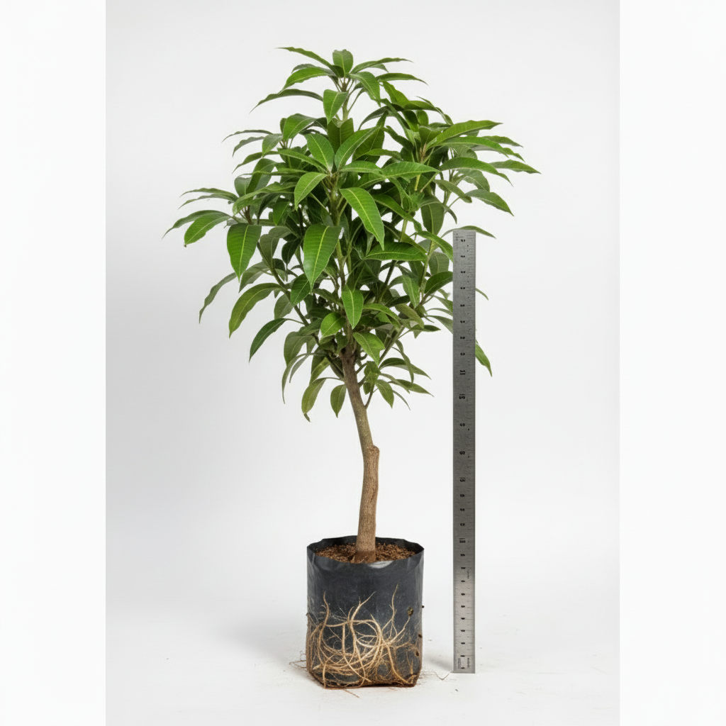 king of Chakapat mango grafted tree. In poly bag. 2 ft height. showcasing height
